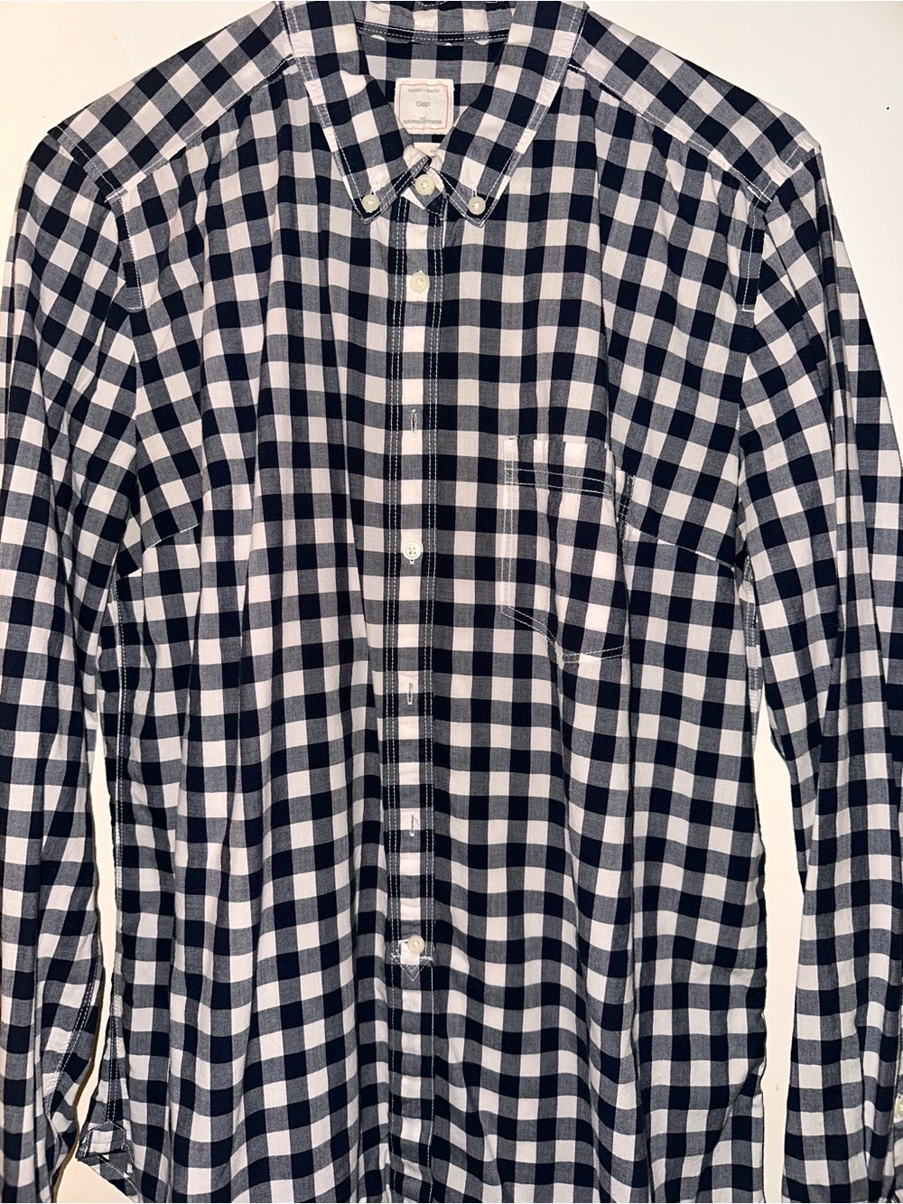 Vintage Gap circa 2009 White and Navy Check Button-Down Shirt